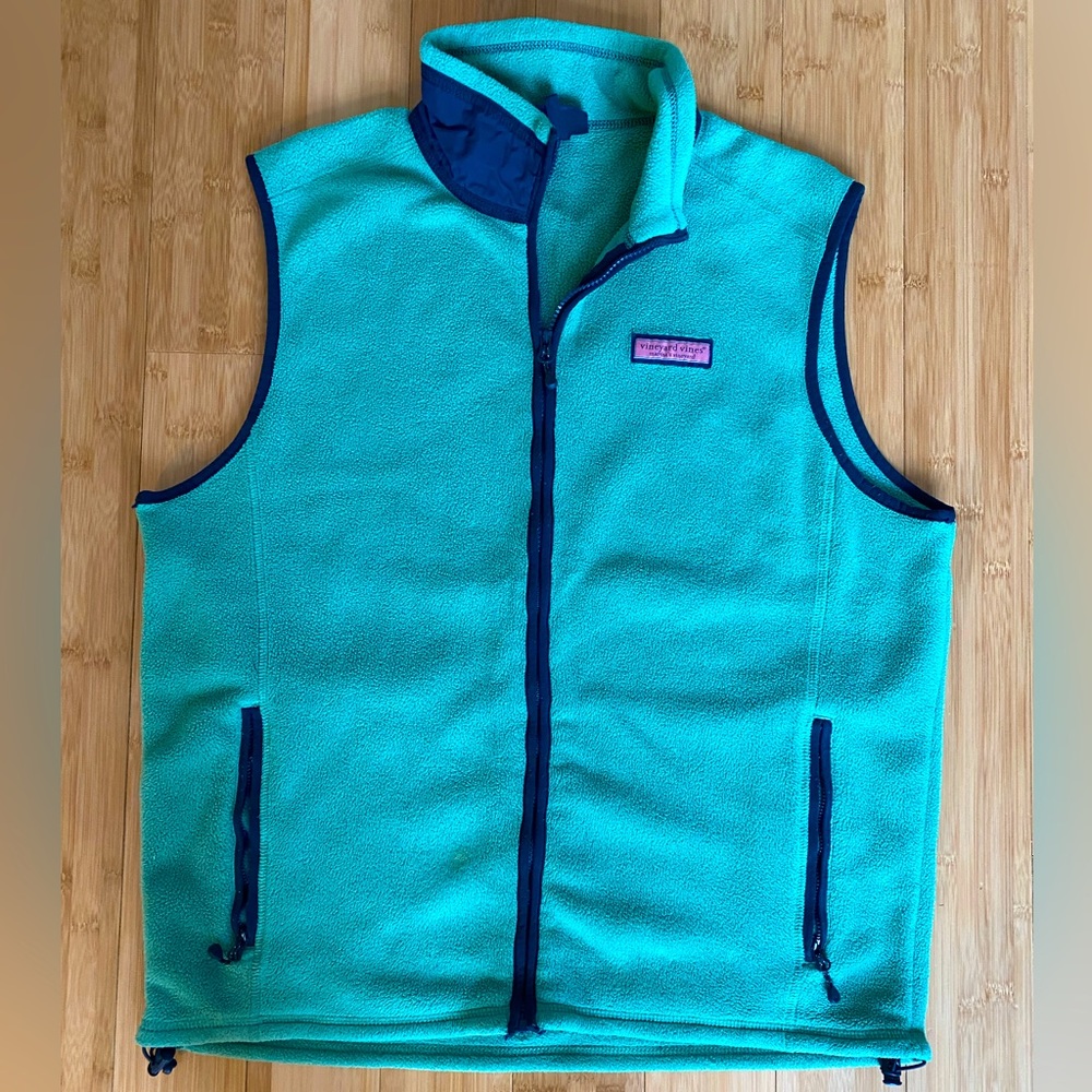 Vineyard Vines Fleece Vest Seafoam Green Sz L